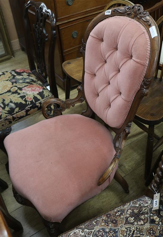 A Victorian mahogany nursing chair